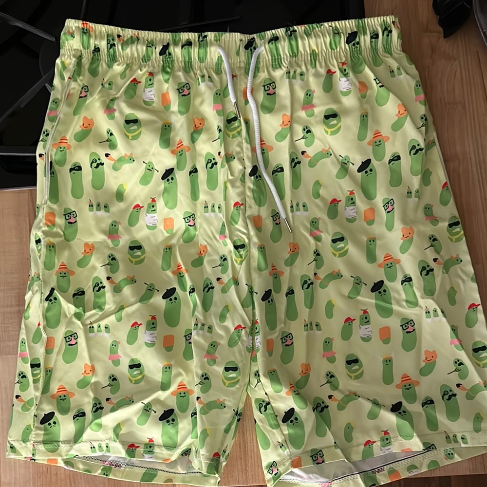 Green Patterned Men's Shorts